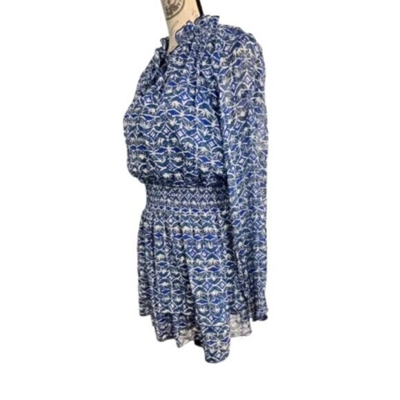 Zara Floral Dress Mini Long Sleeve A-Line Fit & Flare Smocked Waist Light Small - Picture 4 of 14